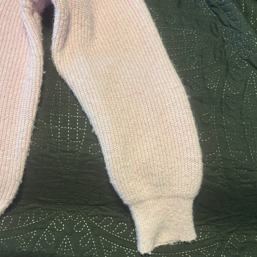 On 34th Elegant Light Pink Puff Sleeve Sparkle Button-Up Cardigan - Picture 11 of 13